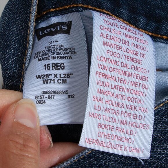 3 for $25 Levi's 511 Skinny Denim Jeans Boys Size 16R - Picture 7 of 7